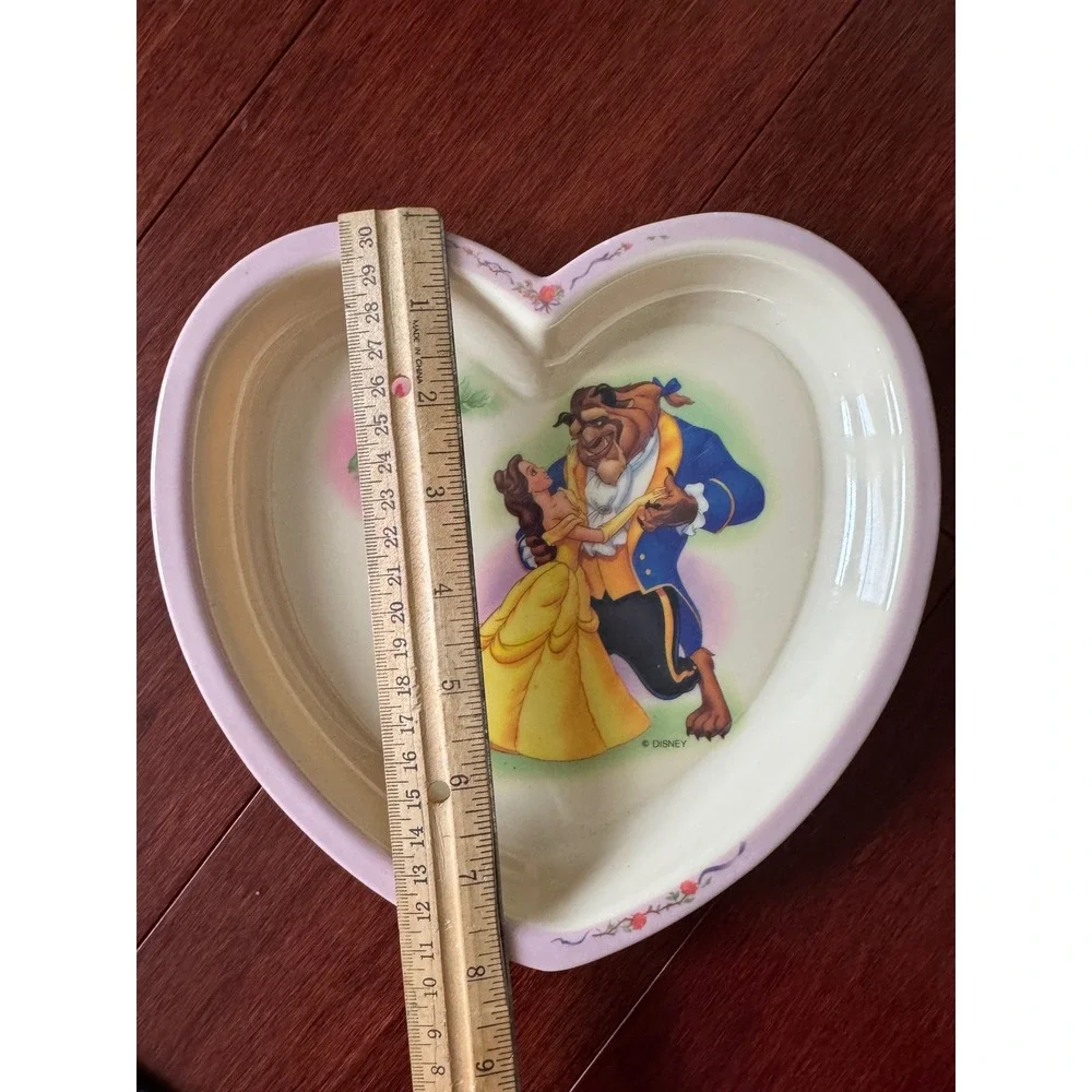 Disney Beauty and the Beast Heart Shaped Melamine Plate Elandia Vintage Belle